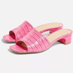 NWT pink crocodile print mules topshop